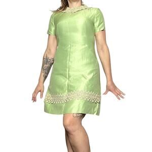60s Vintage Green Mod Dress with Matching Jacket size 10 2pc Set